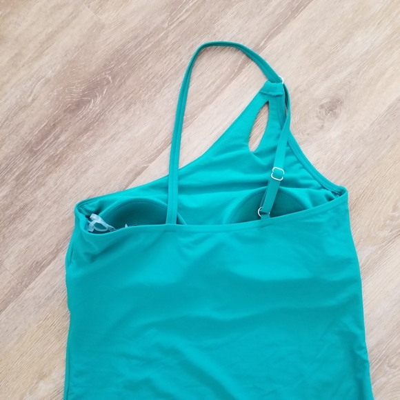 NWT Land's End Green UPF 50 Full Coverage One Shoulder One Piece Swimsuit Large - Picture 5 of 7